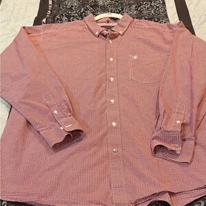 Men's Button-Down Long Sleeve Shirt - Red Check